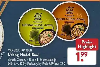 Aldi Süd Asia green garden udong-nudel-bowl Angebot