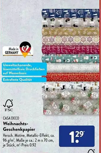 Aldi Süd Casa deco weihnachts-geschenkpapier Angebot