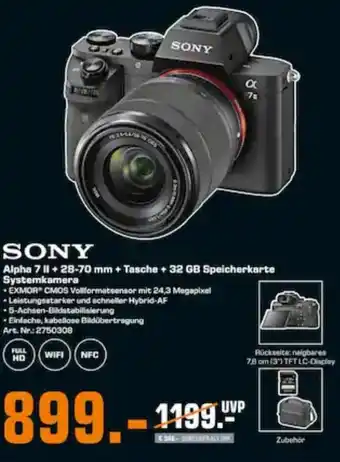 Saturn Sony Alpha 7 II+28-70 mm + Tasche +32 GB Speicherkarte Systemkamera Angebot