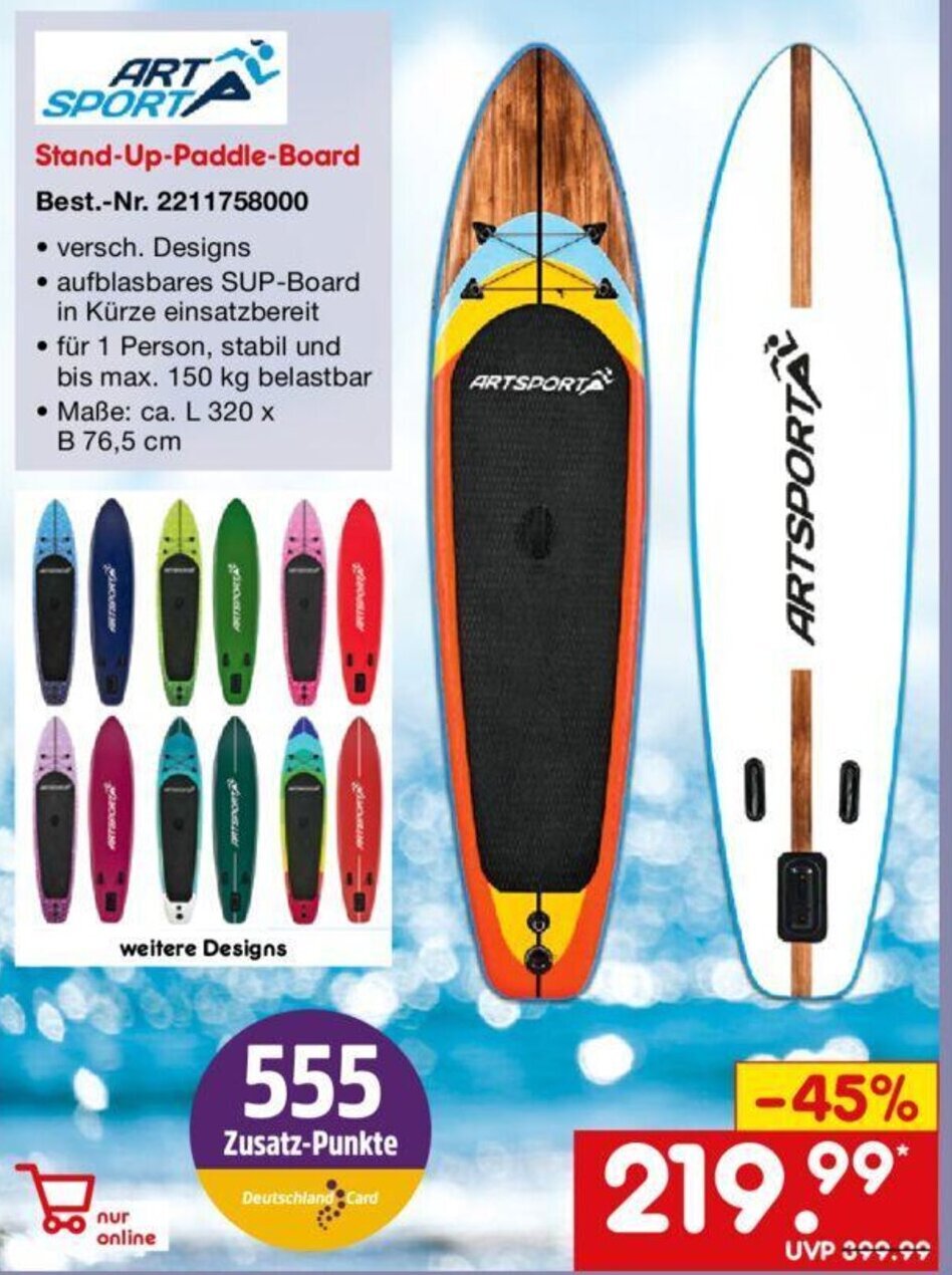 Art Sport Stand Up Paddle Board Angebot bei Netto MarkenDiscount