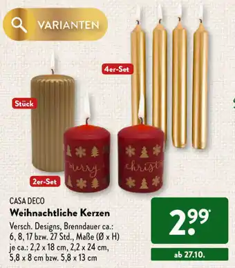 Aldi Süd Casa Deco Weihnachtliche Kerzen Angebot
