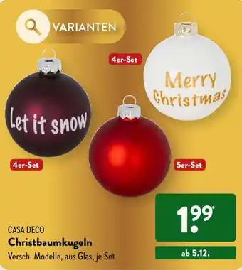 Aldi Süd Casa Deco Christbaumkugeln Angebot