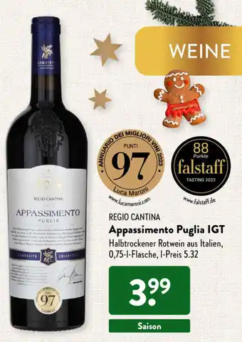 Aldi Süd Regio Cantina Appassimento Puglia IGT 0,75 L Flasche Angebot