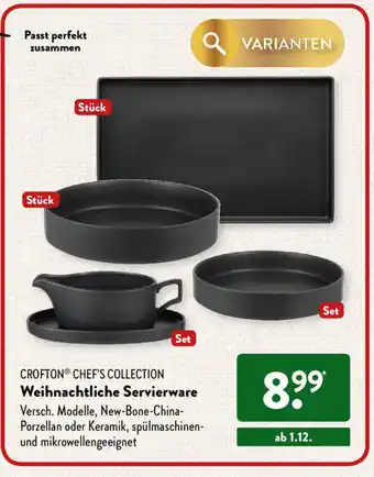 Aldi Süd Crofton Chef's Collection Weihnachtliche Servierware Angebot