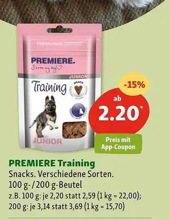 Fressnapf Premiere training Angebot