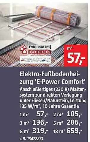 Bauhaus Elektro-fußbodenheizung 'e-power comfort' Angebot