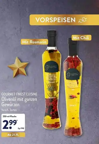 Aldi Nord Gourmet finest cuisine olivenöl mit ganzen gewürzen Angebot