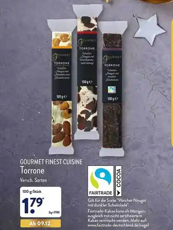 Aldi Nord Gourmet finest cuisine torrone Angebot