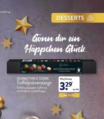 Aldi Nord Gourmet finest cuisine trüffelpralinenstange Angebot