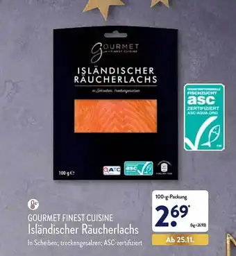 Aldi Nord Gourmet finest cuisine isländischer räucherlachs Angebot