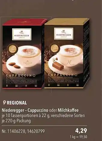 CITTI Markt Niederegger-cappuccino oder milchkaffee Angebot