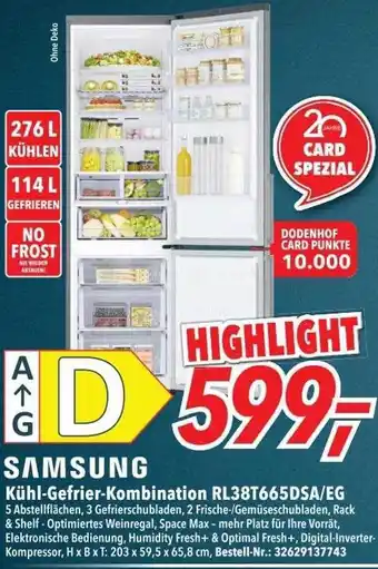 dodenhof Samsung kühl- gefrierkombination rl38t665dsa-eg Angebot