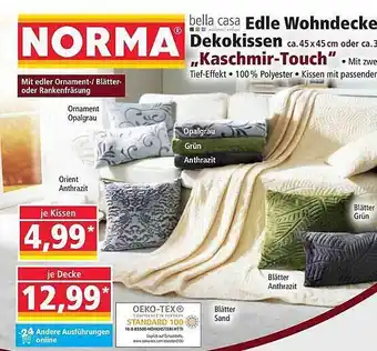 Norma Bella casa edle wohndecke dekokissen „kaschmir-touch“ Angebot