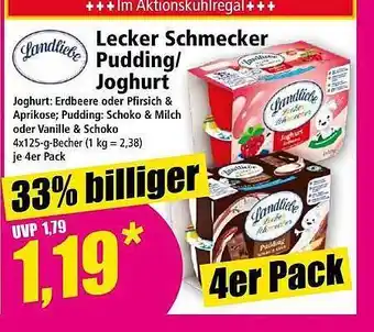 Norma Landliebe lecker schmecker pudding oder joghurt Angebot