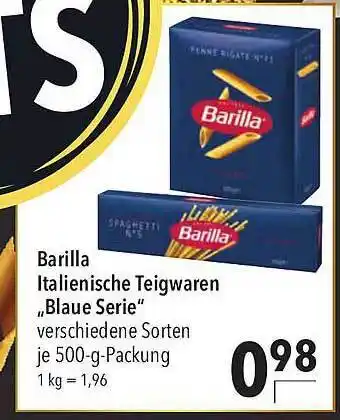 CITTI Markt Barilla italienische teigwaren „blaue serie” Angebot