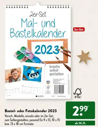 Aldi Süd Bastel oder Fotokalender 2023 Angebot