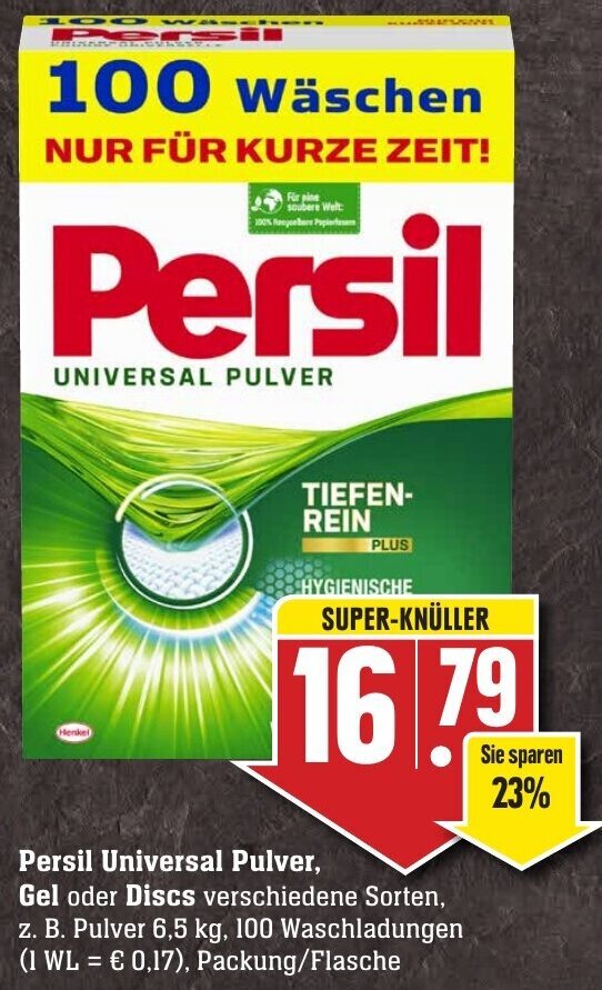 Persil Universal Pulver, Gel oder Discs Angebot bei Edeka Neukauf