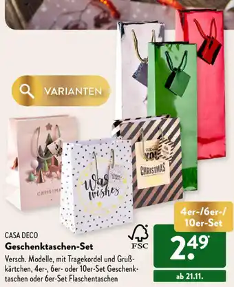 Aldi Süd Casa Deco Geschenktaschen Set Angebot