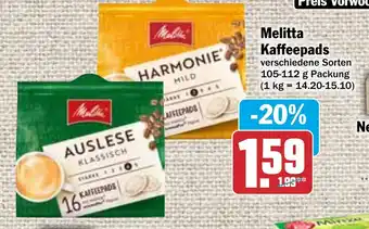 Hit Melitta Kaffeepads 105-112g Angebot