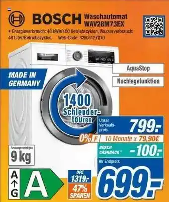 Expert Klein Bosch waschautomat wav28m73ex Angebot