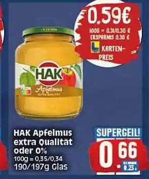 Elli Markt Hak Apfelmus Extra Qualität Angebot