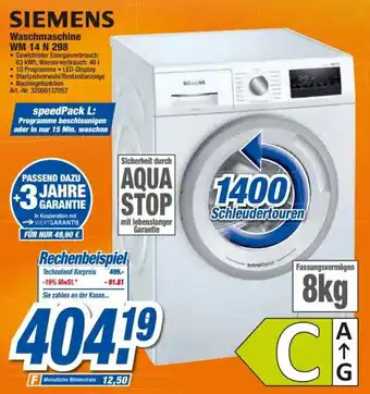 expert Techno Land Siemens Waschmaschine WM 14 N 298 Angebot