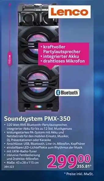 Selgros Lenco soundsystem pmx-350 Angebot