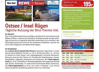 REWE Reisen Ostsee oder insel rügen Angebot