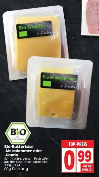 Edeka Bio Butterkäse, Maasdammer oder Gouda 80g Packung Angebot