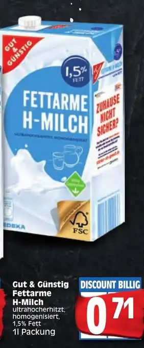 Edeka Gut & Günstig Fettarme H-Milch 1L Angebot