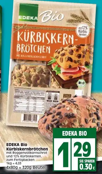 Edeka Edeka Bio Kürbiskernbrötchen 320g Beutel Angebot