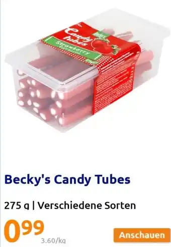 Action Becky's Candy Tubes 275 g Angebot