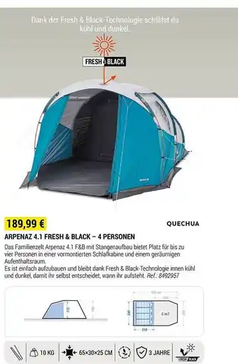 Decathlon Quechua arpenaz 4.1 fresh & black - 4 personen Angebot