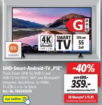 Lidl Xiaomi UHD Smart Android-TV ,,P1E" Angebot