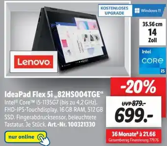 Lidl Lenovo IdeaPad Flex 5i ,,82HS004TGE" Angebot