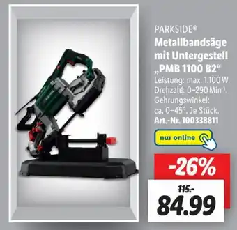 Lidl Parkside Metallbandsäge mit Untergestell ,,PMB 1100 B2" Angebot