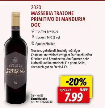 Lidl 2020 masseria trajone primitivo di manduria doc Angebot