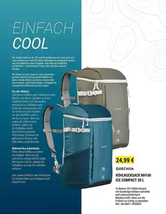 Decathlon Quechua kühlrucksack nh100 ice compact 20 l Angebot