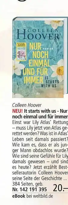 Weltbild Colleen hoover it starts with us - nur noch einmal und für immer Angebot