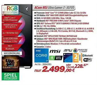 ACom PC Acom msi ultra gamer i7-3070ti Angebot