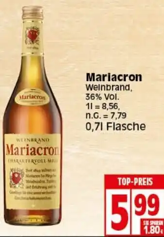 Elli Markt Mariacron Weinbrand 0,7 L Flasche Angebot