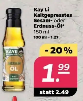 NETTO Kay Li Kaltgepresstes Sesam oder Erdnuss öl 180ml Angebot