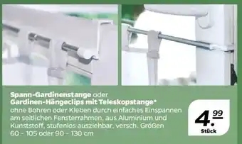 NETTO Spann Gardinenstange oder Gardinen Hängeclips mit Teleskopstange Angebot