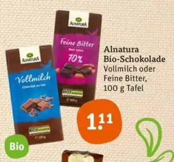 tegut Alnatura Bio Schokolade 100g Angebot