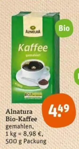 tegut Alnatura Bio Kaffee 500 g Angebot