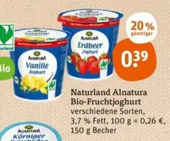 tegut Naturland Alnatura Bio Fruchtjoghurt 150g Becher Angebot