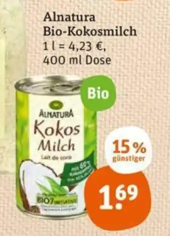 tegut Alnatura Bio Kokosmilch 400 ml Dose Angebot