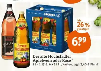 tegut Der alte Hochstädter Apfelwein oder Rose 6x1L Angebot