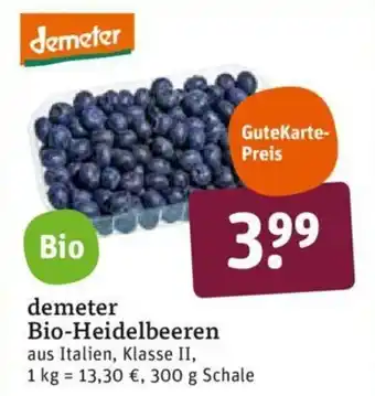 tegut Demeter Bio Heidelbeeren 300g Angebot