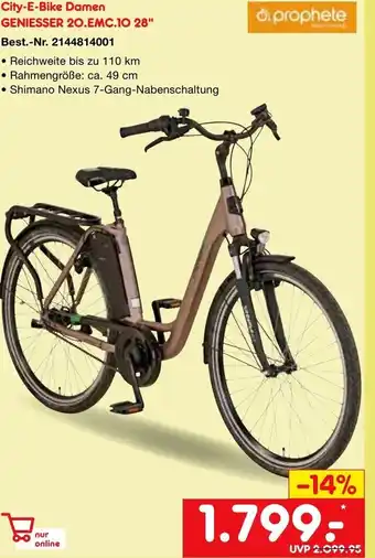 Netto Marken-Discount Prophete City-E-Bike Damen Geniesser 20.EMC.10 28" Angebot